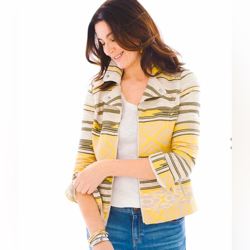 Chico’s Southwest Jacquard Moto Jacket Size 2/Large